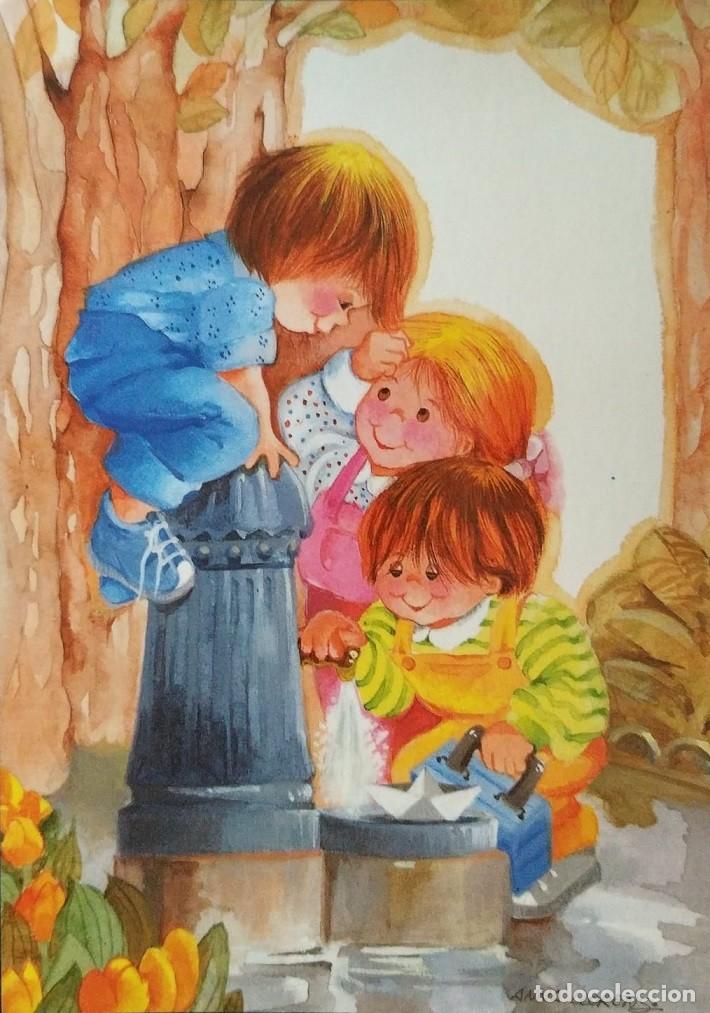 Cartes Postales: 2070K - ANNA LLORENS -JUGANDO CON EL AGUA DE LA FUENTE EDICIONES EDICROMO SERIE 1412.2 - 15X10,5 CM