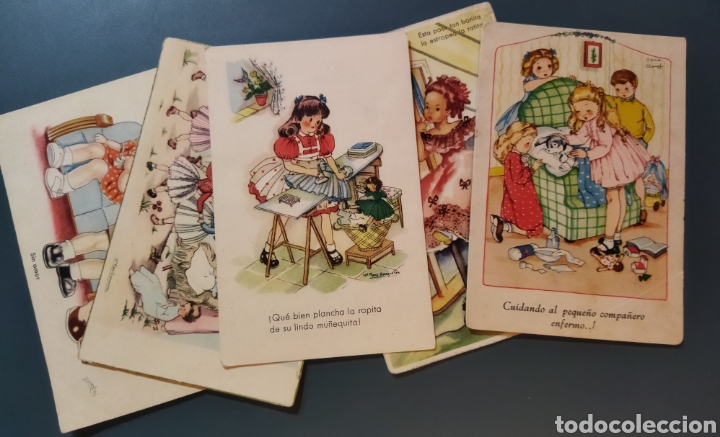 Postkarten: 5 postales caricaturas a&ntilde;os 40.Varios ilustradores