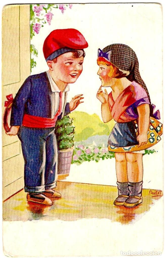 Postkarten: Postal Catalanista - Felicitaci&oacute; - Ilustrada por Paulet - Ed. Victoria - 141x91 mm.