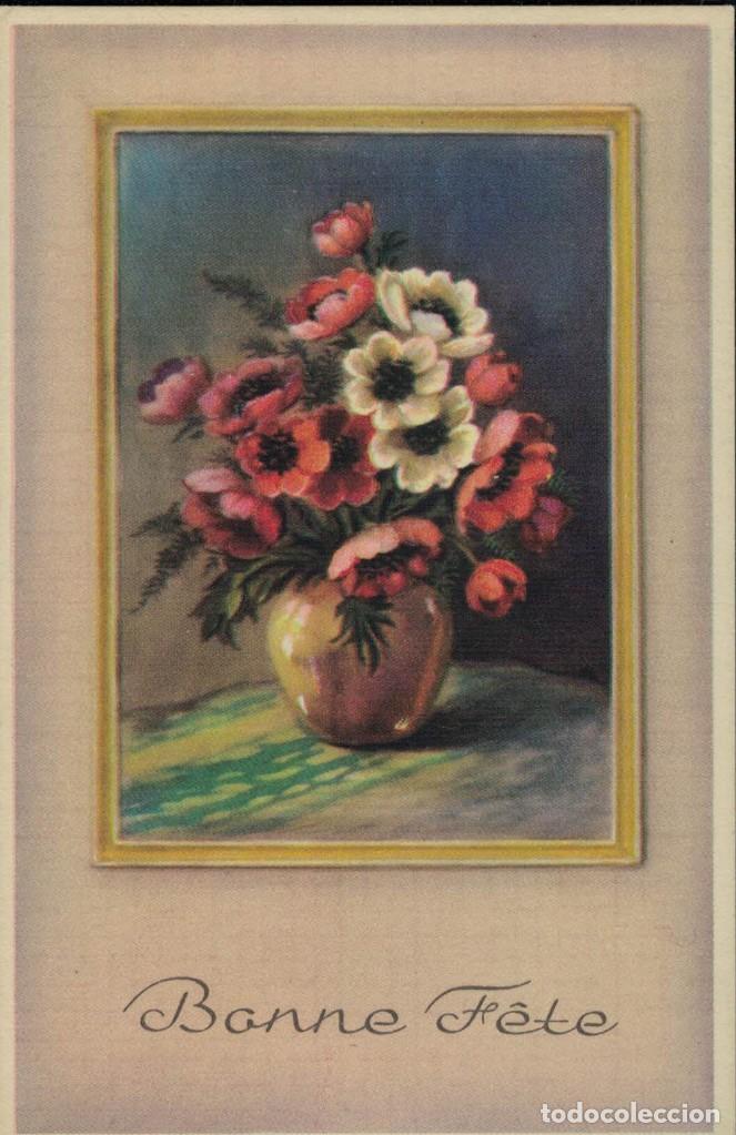 Postcards: Postal antigua circulada. Bonne F&ecirc;te. Flores