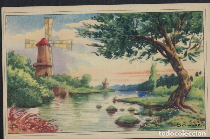 Postkarten: Postal antigua sin circular. Pintura Paisaje Schwarz. R&iacute;o. Molino. / F&eacute;nix. Serie 3005