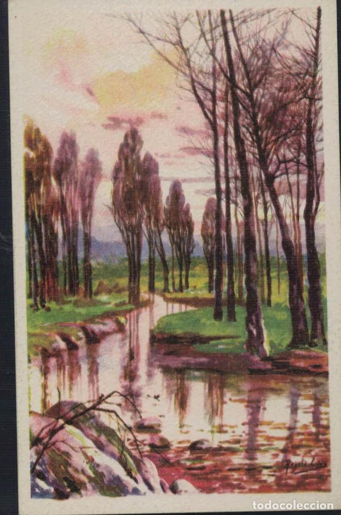 Postkarten: Postal antigua sin circular. Pintura Paisaje Rogelio L&oacute;pez. R&iacute;o. / C M B. Serie 61