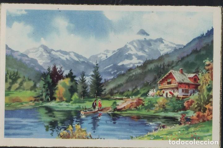 Postkarten: Postal antigua circulada. Pintura Paisaje. Lago. Monta&ntilde;a. / C y Z 564