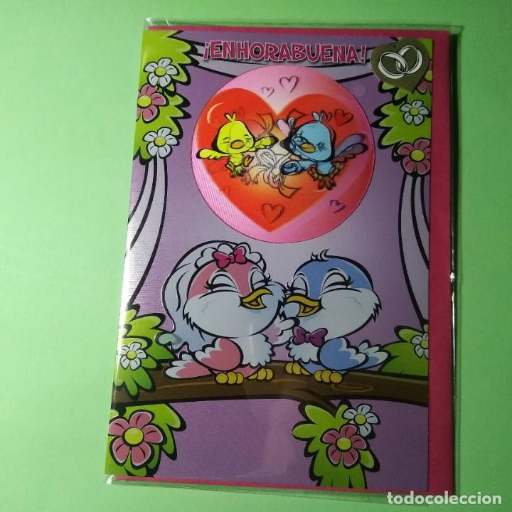 Cartoline: POSTAL FELICITACION + SOBRE . BODAS . CON HOLOGRAMA . DIPTICA. NUEVA A ESTRENAR PRECINTADA