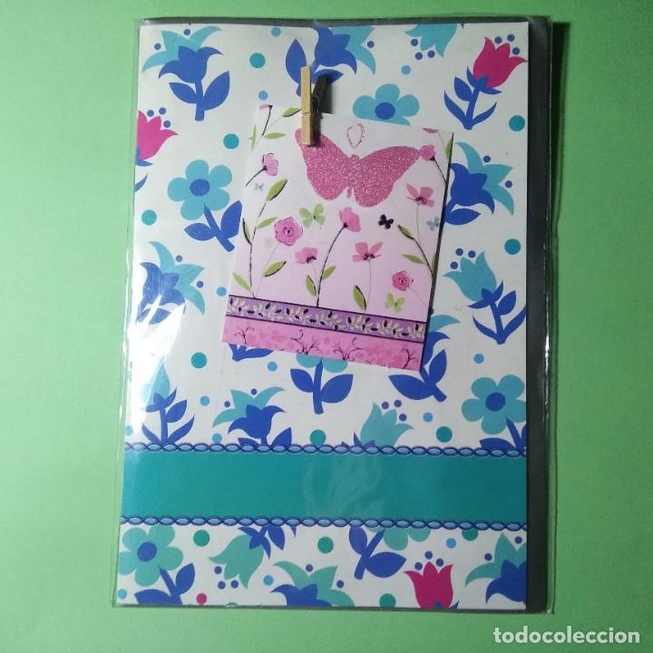 Cartoline: POSTAL FELICITACION + SOBRE . .ARTESANIA CON MINI PALILLO D . DIPTICA. NUEVA A ESTRENAR PRECINTADA