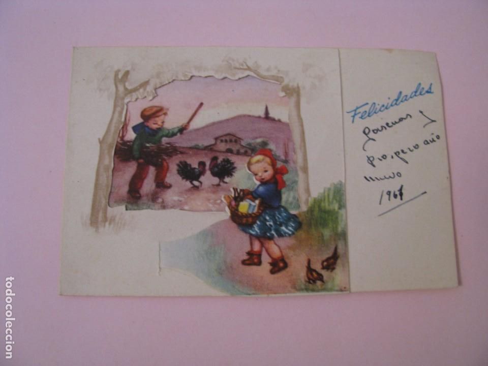 Postcards: PEQUE&Ntilde;A TARJETA POSTAL DIPTICA, TROQUELADA. ESCRITA 1961. 10,5X7 CM.