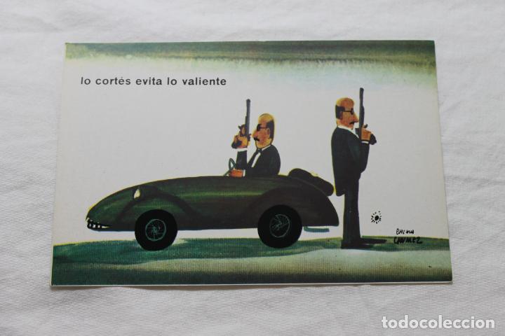 Postales: POSTAL MINGOTE LO CORT&Eacute;S EVITA LO VALIENTE, 1962 D.G. DE LA JEFATURA DE TRAFICO