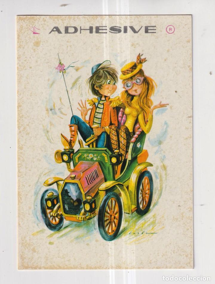 Postales: POSTAL DE ADHESIVE DIBUJO PAREJA EN COCHE EDITADA POR NUEVA POSTAL S, A, N&ordm; 3O6 A SIN CIRCULAR