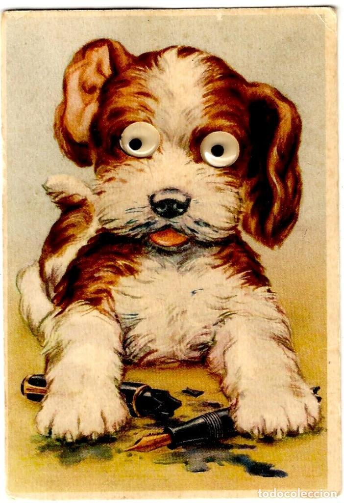 Postais: Postal Danesa de Perro con Ojos M&oacute;viles - 140x90 mm.