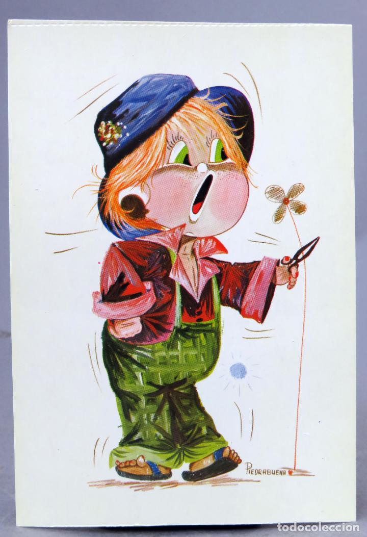 Postais: Postal dibujada ni&ntilde;a con flor n&ordm; 2 dibuja Piedrabuena Bergas 1972 sin circular