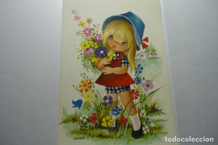 Cartoline: postal ni&ntilde;a campo dibujo nuco
