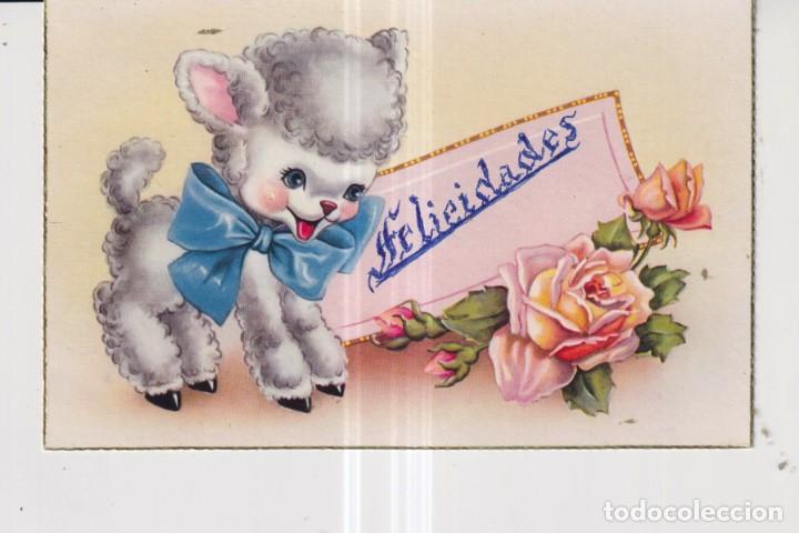 Postcards: POSTAL DE DIBUJOS DE FELICIDADES FLORES Y CORDERITO N&ordm;523/A EDITO CyZ ESCRITA