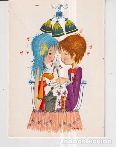 Postais: POSTAL DE CASA CyZ DIBUJOS DE JOSE DE PAREJA CELEBRANDO CON CAVA ESCRITA