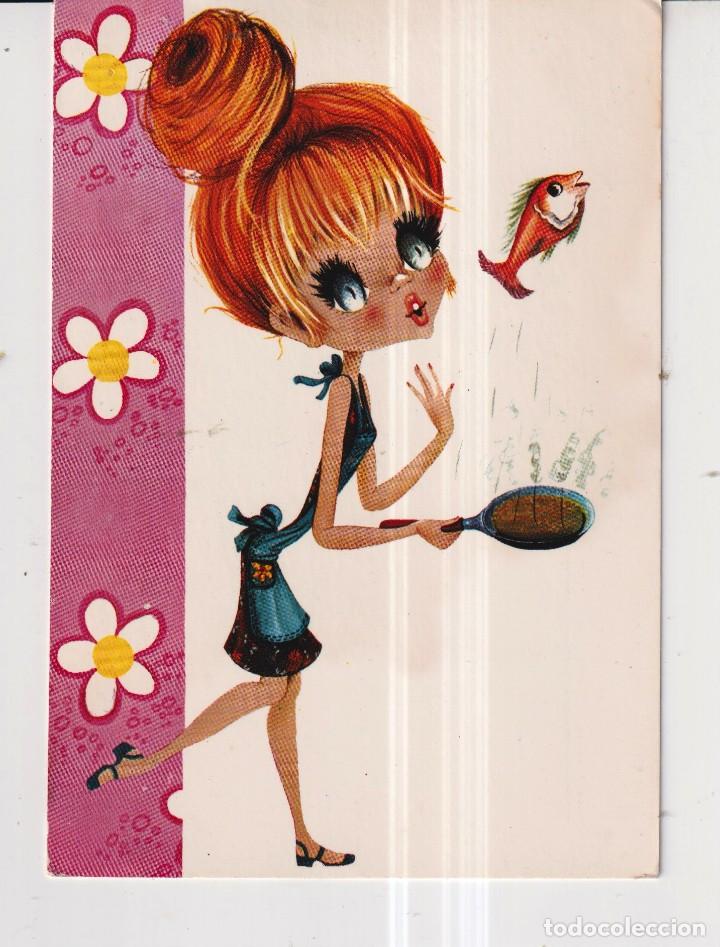 Postales: POSTAL DE DIBUJO DE SIN EDITOR BV NI&Ntilde;A EN LA COCINA SIN CIRCULAR