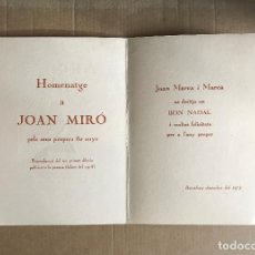 Postales: HOMENAJE 80 ANIVERSARIO MIRÓ. PORTADA ARC VOLTAIC. 1972. Lote 292305173