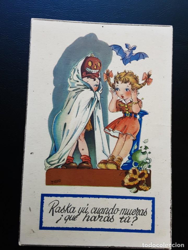 Postales: Antigua postal de humor infantil. Rascay&uacute; cuando mueras qu&eacute; har&aacute;s t&uacute;?