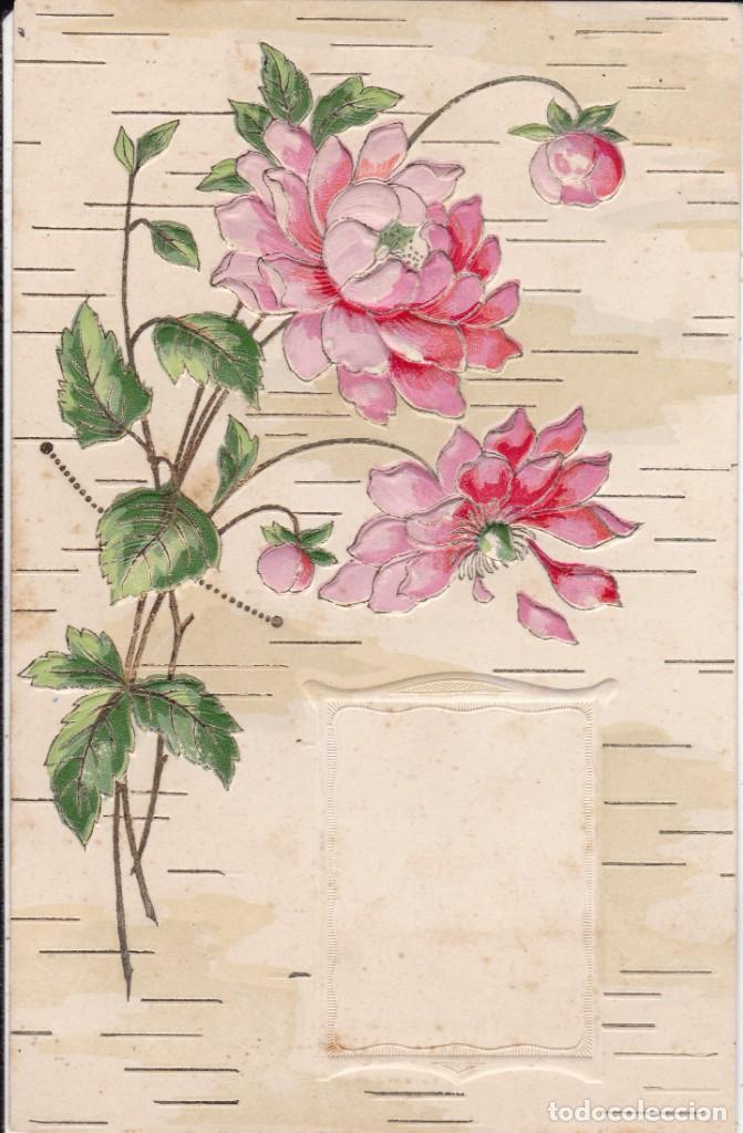 Postkarten: postal flores en relieve a&ntilde;os 20