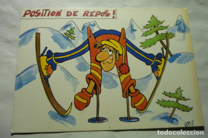 Postales: postal extranjera humor esqui