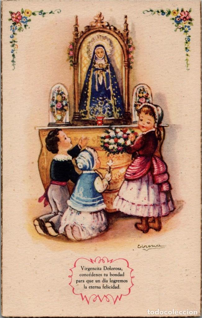 Postais: Editorial Artigas - Serie 5010 -Ilustra Girona-Virgencita Dolorosa, conc&eacute;denos tu bondad...-137x88mm