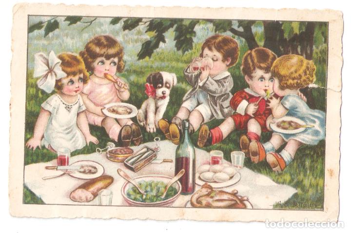 Postcards: Postal dibujo Grupo de ni&ntilde;os . A. Bertiglia. .Vell i Bell