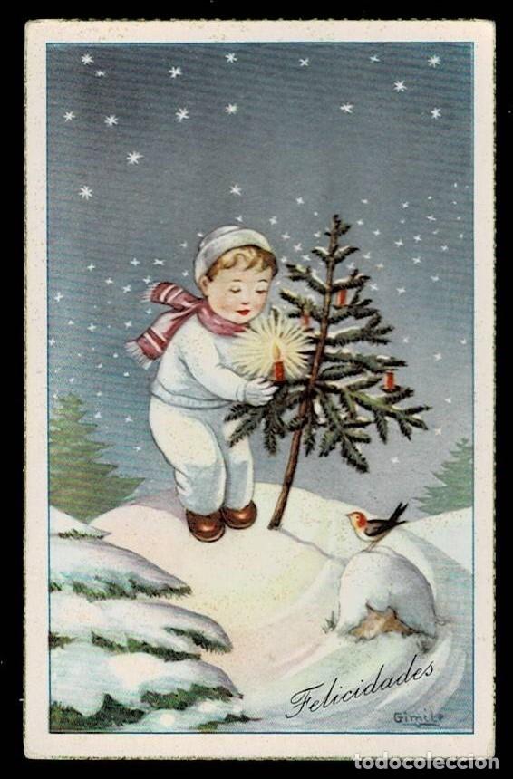 Postais: 0755G - POSTAL DE FELICITACI&Oacute;N NAVIDE&Ntilde;A -EDICIONES CIMA 507 - DATA 1950 -ILUSTRA GIMILE