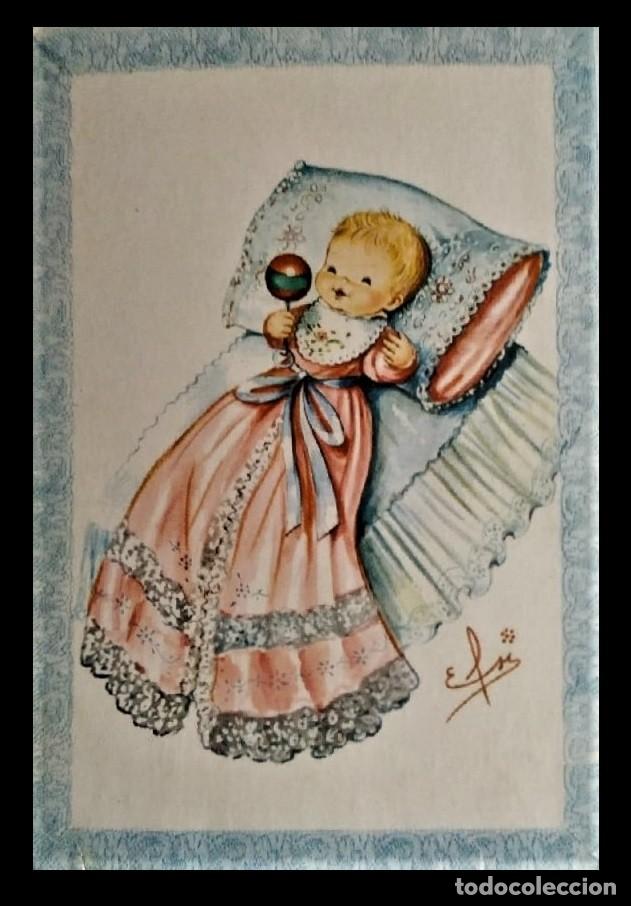 Cartoline: 0775F - ELSI GUMIER - HERMOSA POSTAL BEBE CON SONAJERO- 14,8X10 CM