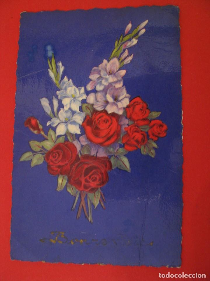 Postcards: POSTAL DE FELICITACI&Oacute;N. FLORES. FRANCIA. ESCRITA. 1962. DESPERFECTOS.