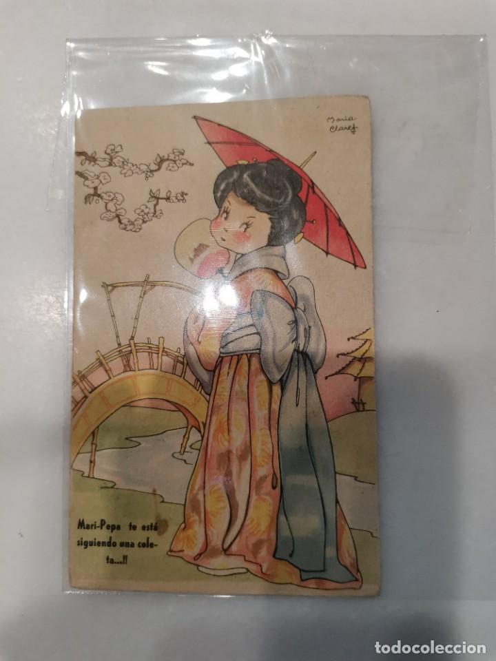 Postales: MARI PEPA MENDOZA, tarjeta postal, Serie N, N&uacute;mero 10. MARI PEPA, TE ESTA SIGUIENDO UNA COLETA....