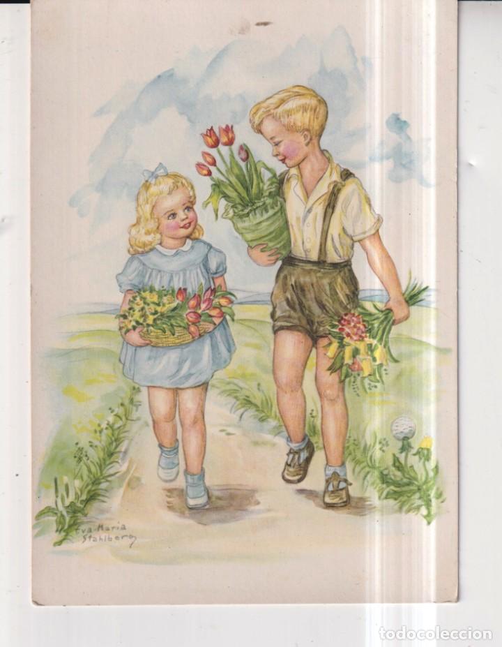 Cartoline: POSTAL DE COPYRIGHY N&ordm; 11.005 TITULO AMIGUITAS FLORES DE DIBUJO EVA MARIA STAHIBER SIN CIRCULAR
