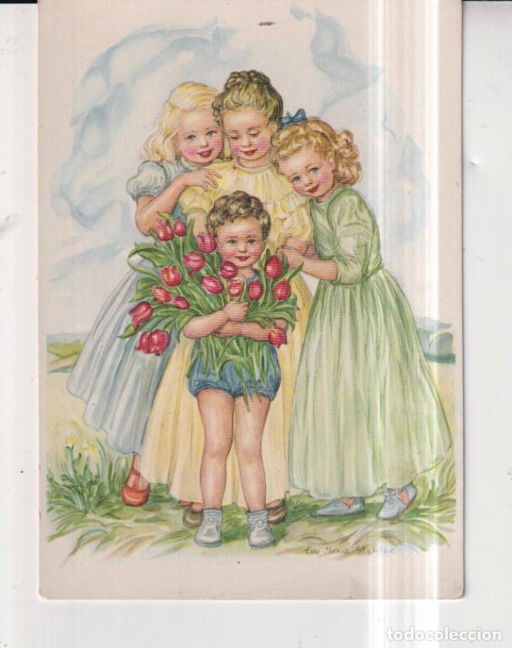Cartoline: POSTAL DE COPYRIGHY N&ordm; 11.008 TITULO HERMANOS PEQUE&Ntilde;O DE DIBUJO EVA MARIA STAHIBER SIN CIRCULAR