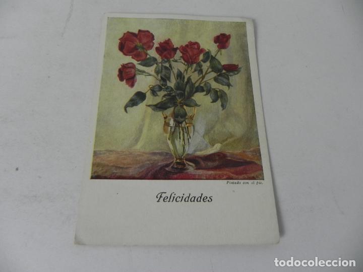 Cartes Postales: POSTAL DIPTICO (FELICIDADES) N&ordm; 812 ORIGINAL PINTADO CON EL PIE - EDIT. ARTIS-MUTI,1959