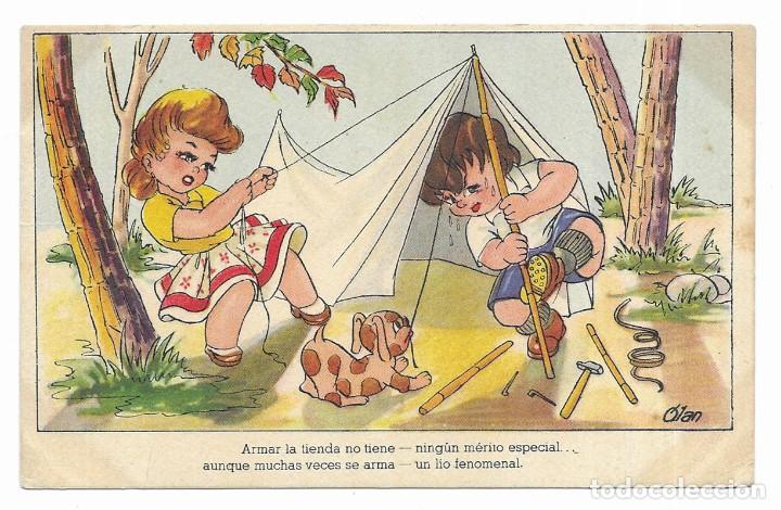 Postais: Postal ilustrada.Dibujos y Caricaturas. Delicias del Veraneo