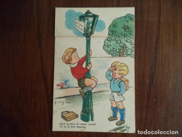 Cartoline: Postal dibujada de unos Ni&ntilde;os