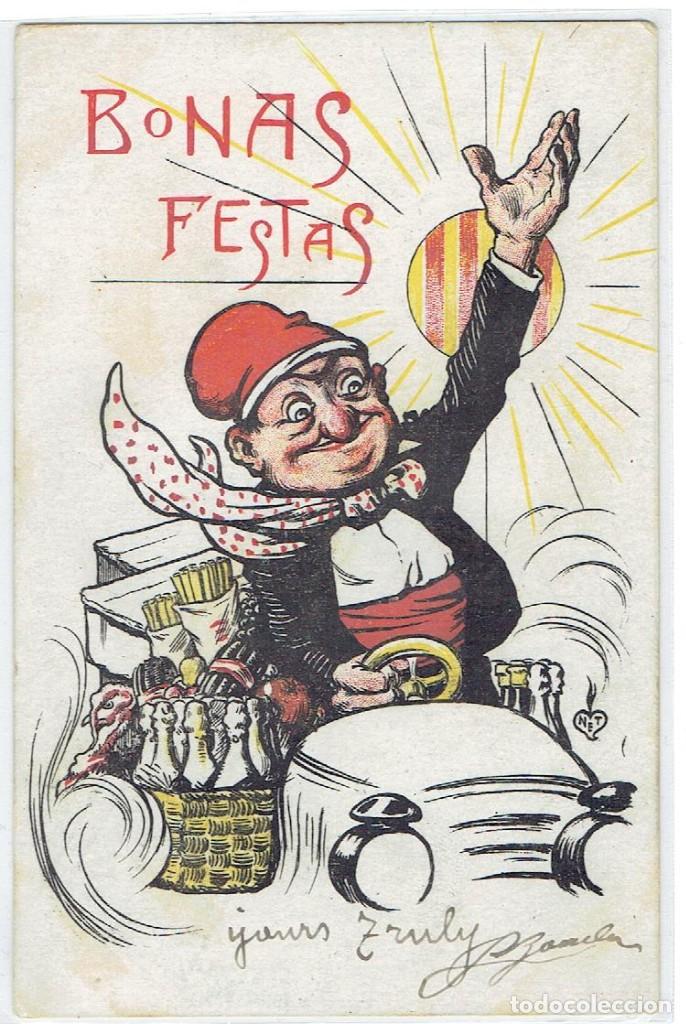 Postkarten: POSTAL DIBUJADA, ESPA&Ntilde;A, BONAS FESTAS, LB, SIN DIVIDIR, , CIRCULADA CON SU SELLO