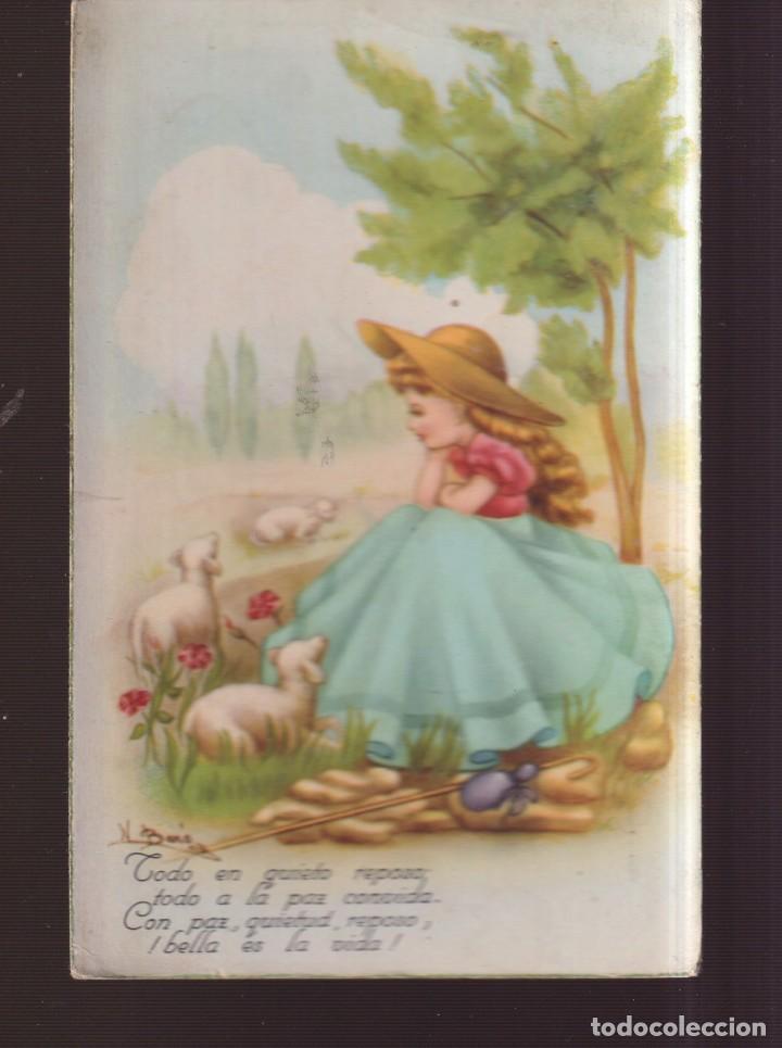 Postkarten: POSTAL DE DIBUJO PASTORA CO LAS OVEJAS EDITADA CyZ N&ordm; 827 SIN CIRCULAR
