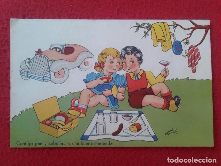 Cartes Postales: ANTIGUA POSTAL NI&Ntilde;OS CONTIGO PAN Y CEBOLLA Y UNA BUENA MERIENDA BOMB&Oacute;N, EDICIONES DE ARTE IKON 15...
