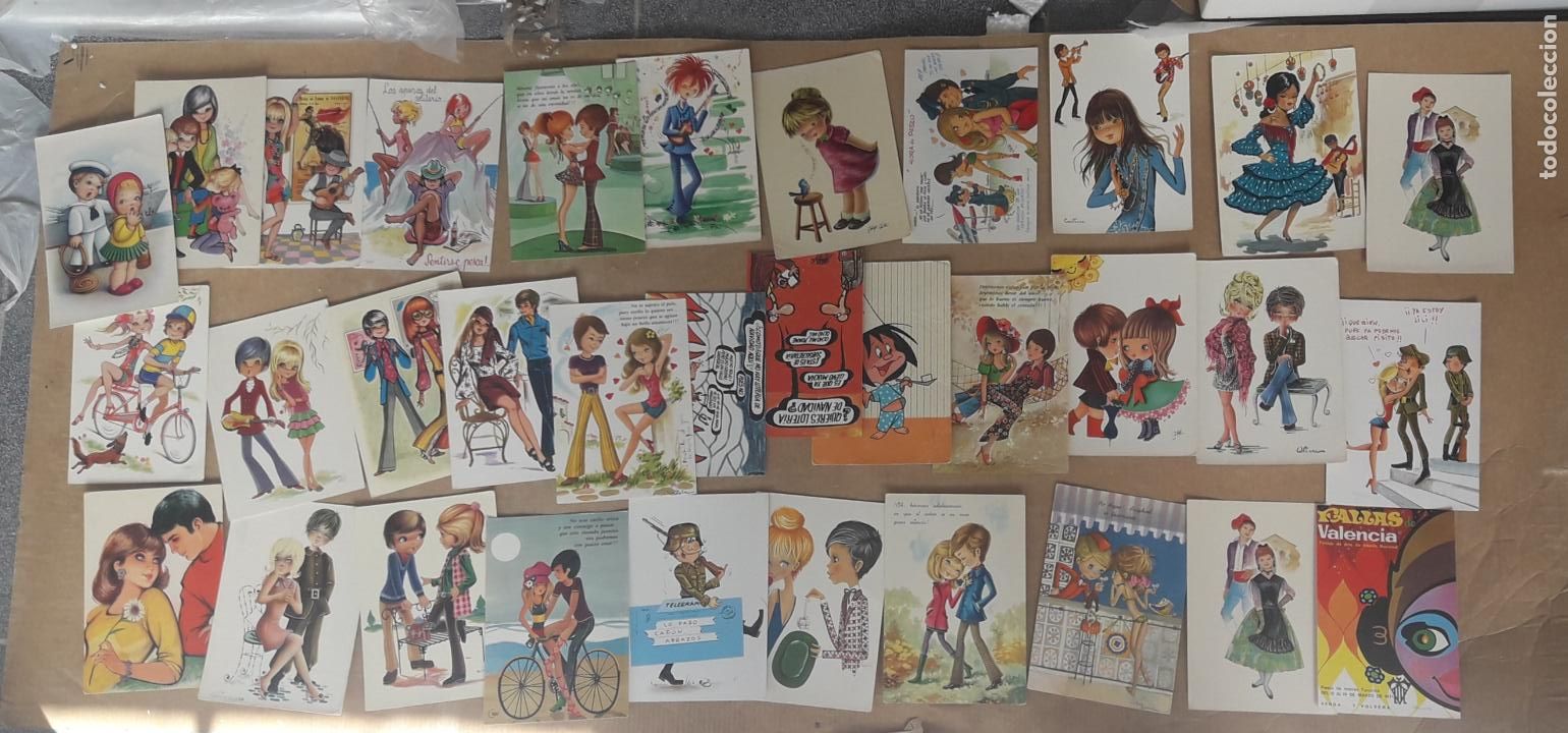 Postales: LOTE 33 POSTALES TEMATICA DIBUJOS Y CARICATURAS ANTIGUAS -ESCRITAS