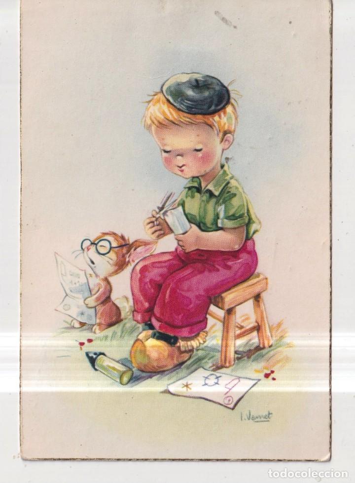 Postkarten: POSTALES DE DIBUJOS DE NI&Ntilde;O CORTANDO PAPEL EDITO CyZ ESCRITA