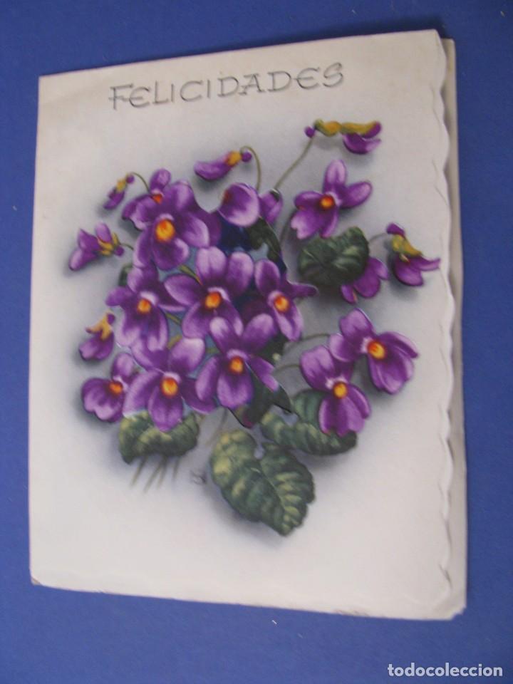 Postais: POSTAL TROQUELADA DE ED. ILO, ALEMANIA. FLORES. FELICIDADES. 15X11,5 CM.