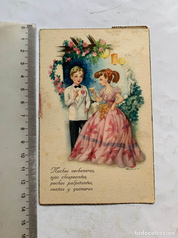 Cartoline: POSTAL. FELICITACI&Oacute;N. ILUSTRACION FREIXAS. FECHADA, 29 DICIEMBRE 1950.