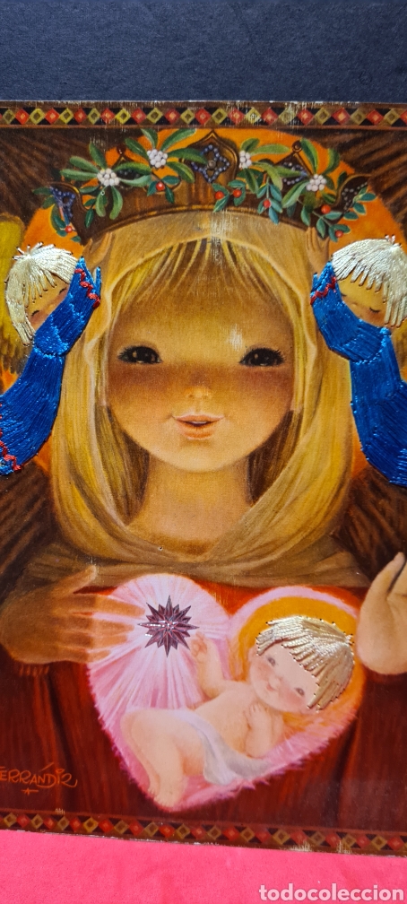 Postkarten: Preciosa postal o l&aacute;mina bordada de Ferr&agrave;ndiz. Tama&ntilde;o grande