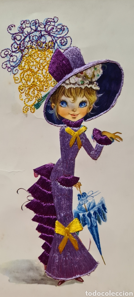Cartoline: Preciosa postal o l&aacute;mina bordada. Maria Gloria. Tama&ntilde;o grande