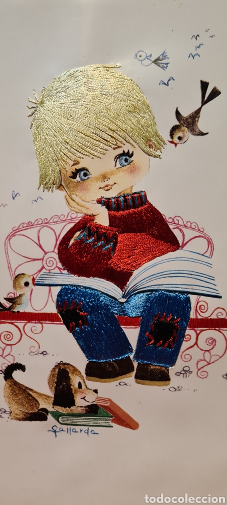 Postkarten: Preciosa postal o l&aacute;mina bordada. Gallarda. Tama&ntilde;o grande