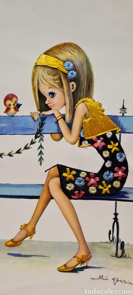 Postkarten: Preciosa postal o l&aacute;mina bordada. Maria Gloria. Tama&ntilde;o grande