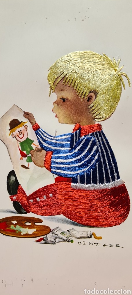 Postkarten: Preciosa postal o l&aacute;mina bordada. Benages. Tama&ntilde;o grande.