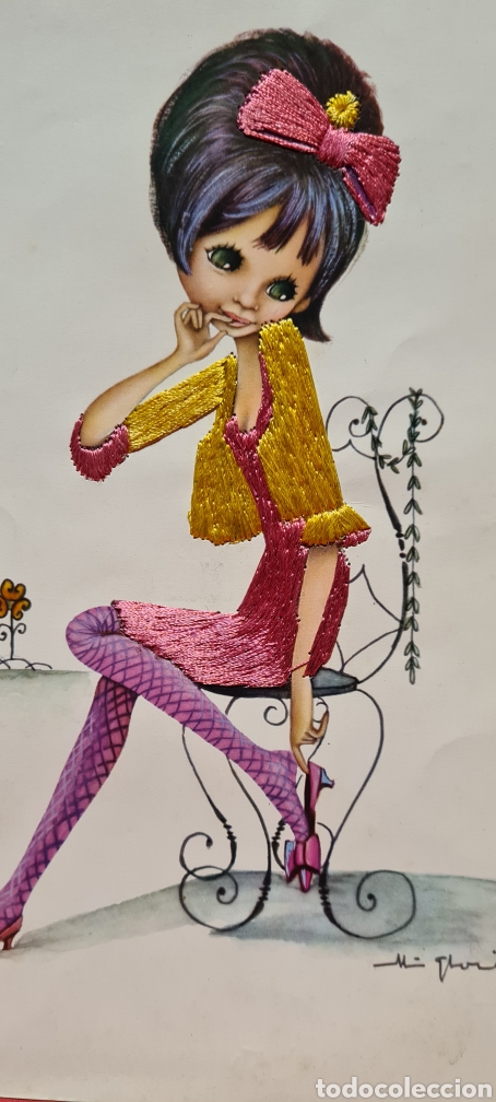 Postkarten: Preciosa postal o l&aacute;mina bordada. Maria Gloria. Tama&ntilde;o grande