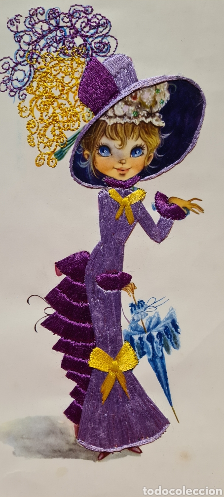 Postkarten: Preciosa postal o l&aacute;mina bordada. Maria Gloria. Tama&ntilde;o grande