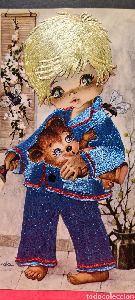 Postkarten: Preciosa postal o l&aacute;mina bordada. Gallarda. Tama&ntilde;o grande