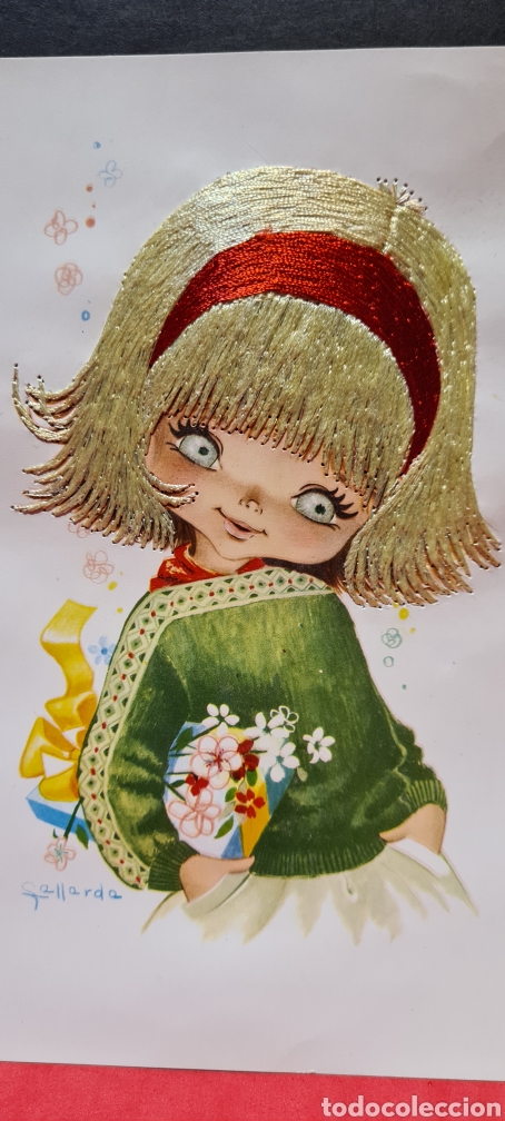 Postkarten: Preciosa postal o l&aacute;mina bordada. Gallarda. Tama&ntilde;o grande