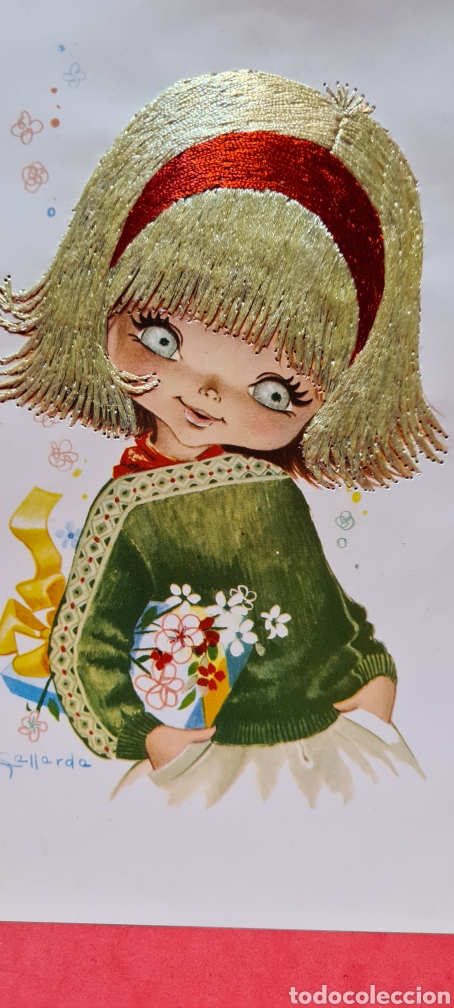 Postkarten: Preciosa postal o l&aacute;mina bordada. Gallarda. Tama&ntilde;o grande